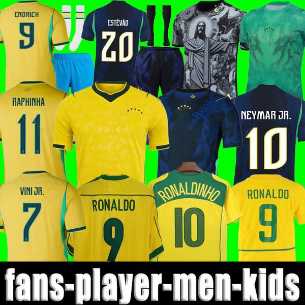

2026 brazil VINI JR soccer jerseys NEYMAR JR RAPHINHA L.PAQUETA men kids footbal kit 1998 2002 2004 retro Romario Ronaldo Ronaldinho PELE 2006 RIVALDO KAKA 2010 shirt, 2026 away