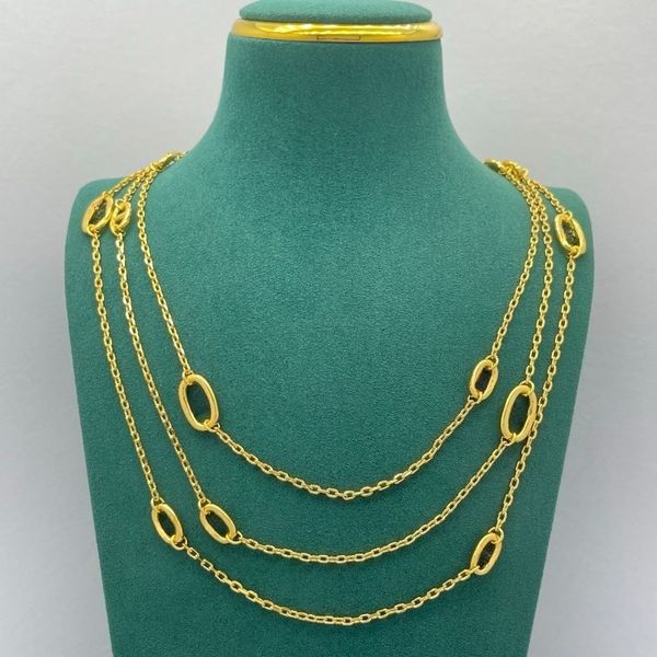 

Classic Design Necklace Multilayer Stackable Necklace for Men Women OT Buckle Pendant Necklace Luxury 18K Gold Plated Sweater Chain High Quality Jewelry Gift