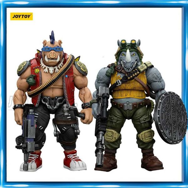 JOYTOY 1/18 Scale Teenage Mutant Ninja Turtles Beebop & Rocksteady Action Figures, Plastic Collectible Model Toys X260403