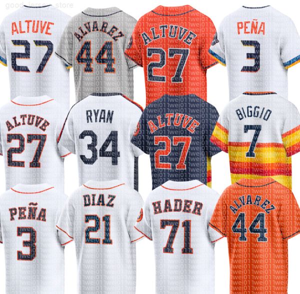 Astros Baseball Jersey Nolan Ryan Jeremy Pena Jose Altuve Yordan Alvarez Yainer Diaz Josh Hader Carlos Correa Tatsuya Imai Isaac Paredes Christian Walker Cam Smith
