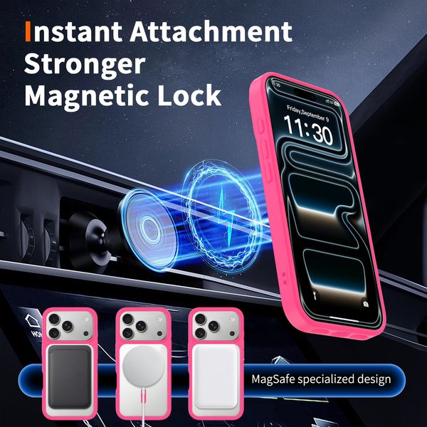Magnetic Frosted Clear PC Phone Case for iPhone 17 Pro Max, Shockproof Cover for 17e