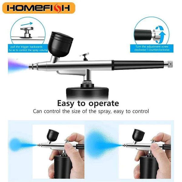 HOMEFISH Mini Spray for Painting Wireless Electric Paint Gun Airbrush Kit with Compressor