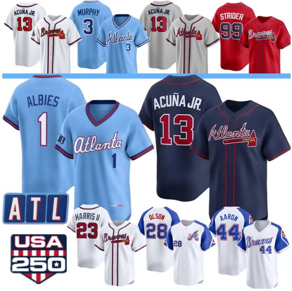 

2026 AtlantaS Jersey Braves Ronald Acuna Jr. Spencer Strider Raisel Iglesias H.S. Kim Matt Olson Albies Riley Michael Harris II Smith-Shawver Glavine Waldrep Murphy 4xl, Men player version white style1