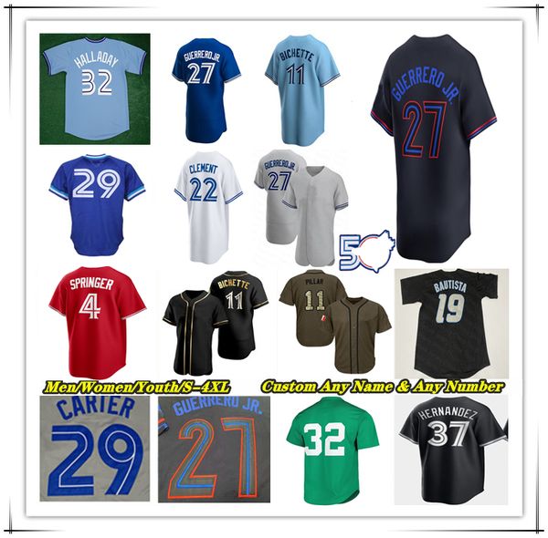 

Vladimir Guerrero Jr Baseball Jersey Jose Bautista George Springer Ernie Clement Kazuma Okamoto Andres Gimenez Daulton Varsho Jesus Sanchez Alejandro Kirk Barger, Men fans version black style