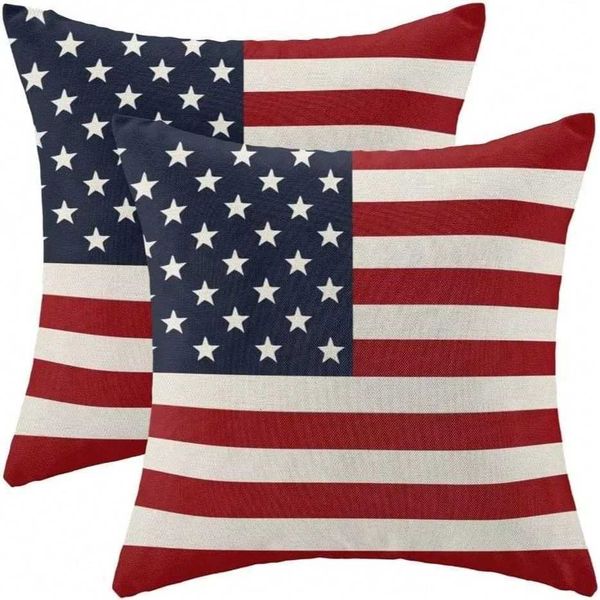 Upgrade your holiday decor with this 2-piece patriotic pillow cover set Featuring classic American flag designs in red whiteT260403