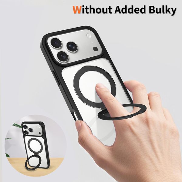 Compatible with iPhone 16/17 Series Clear Magnetic Case with Stand, Full Coverage Anti-fall Airbag Cover