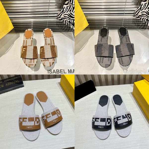 

Designer slippers designer sandals flat slippers casual beach shoes luxury letter slippers women's sandals with box, # color 6