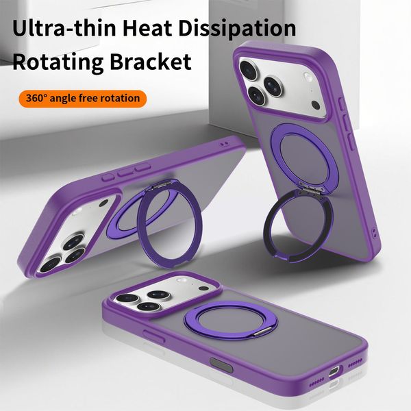 Compatible with iPhone 16/17 Series Magnetic Case with Buttons, Matte 360° Stand Anti-fall Cover
