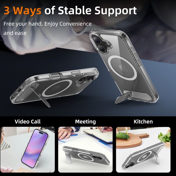 Compatible with iPhone 12-17 Series Clear Magnetic Case with Stand, Car Mount Anti-fall Cover
