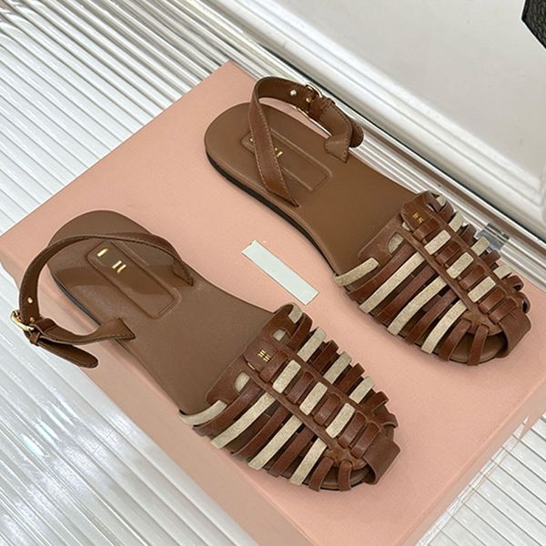 Women New Arrivals Nappa suede leather sandals Lightweight ultra comfortable woven leather Outdoor flat sandals Summer style TPU sole sandals