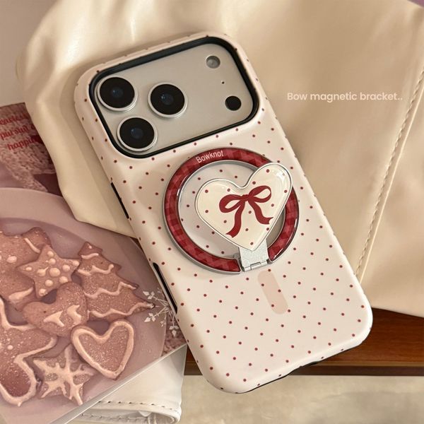 Minimalist Polka Dot Bow MagSafe Case for iPhone 17 Pro Max 16