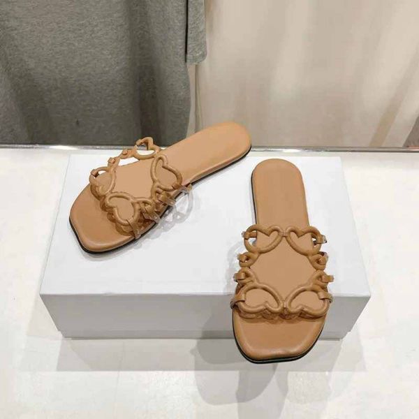 

Petal Sandals Designer Sandals soft leather slippers hollowed out slippers, bath beach casual slippers, brown sandals for women, A6