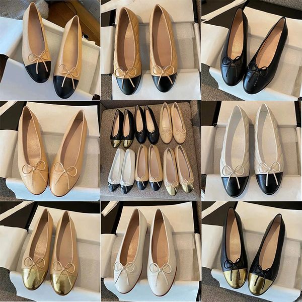 Ballet Flats Paris Designer Shoes Women brands Quilted Genuine Leather Slip on Ballerina Round Toe Ladies Luxury brands Shoes Shoe torys
