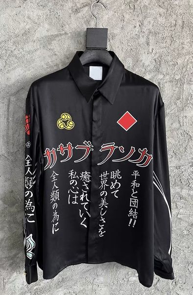 

26ss Casabalnc High-Quality Designer Silk Shirt New Trend Unisex Hawaiian Vintage Style Summer Lightweight Casual Long Sleeve Loose Silk Cardigan Shirt Coat Tops tn, Lawngreen