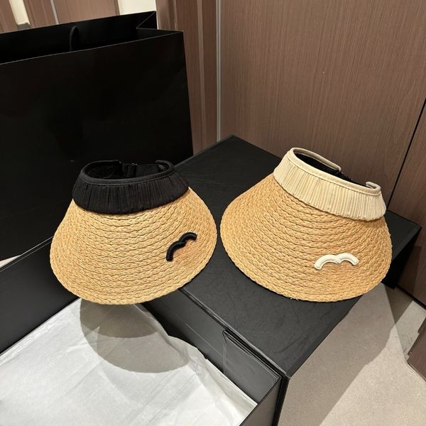 

Luxury Designer Straw Hat Fashion Casquette Visors Sun Hat Women Outdoor Visor Cap Top Caps Unisex Adjustable Casual Beach Sunhat Baseball, Khaki