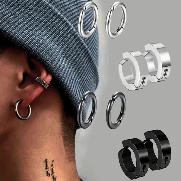 1 pairs Ear Clip Earrings for MenWomen Stainless Steel Painless Punk Black NonPiercing Cartilage Earring Jewelry 260408