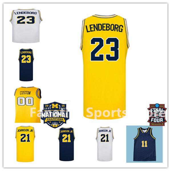 

2026 Final Basketball Jersey College Yaxel Lendeborg Morez Johnson Roddy Gayle Jr Aday Mara Trey McKenney Elliot Cadeau Nimari Burnett Wagner Webber michigans 4XL, Men white style