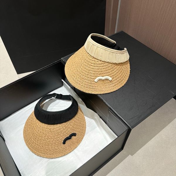 

Luxury Designer Straw Hat Visors Fashion Casquette Sun Hat Woman Outdoor Visor Cap Top Caps Unisex Adjustable Casual Beach Sunhat Baseball Sport Hats, Khaki