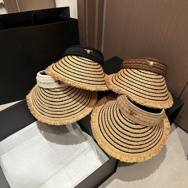 

Fashion Straw Hat Designer Visors Casquette Sun Woman Outdoor Luxury Beach Visor Cap Top Caps Adjustable Casual Sunhat Baseball Sport Hats, Black
