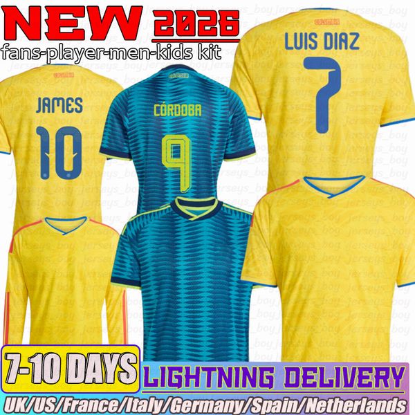 

colombia jersey 2026 world cup Luis Diaz JAMES J.LERMA 26 27 Soccer Jerseys Borre Suarez Campaz Lerma Munoz football shirt mens kids kit, Away