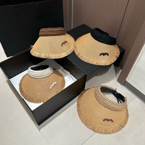 

Luxury Summer Empty Top Sun Visor Designer Straw Hat Women Outdoor Visor Adjustable Casual Beach Sunhat Baseball Sport Hats, Pink