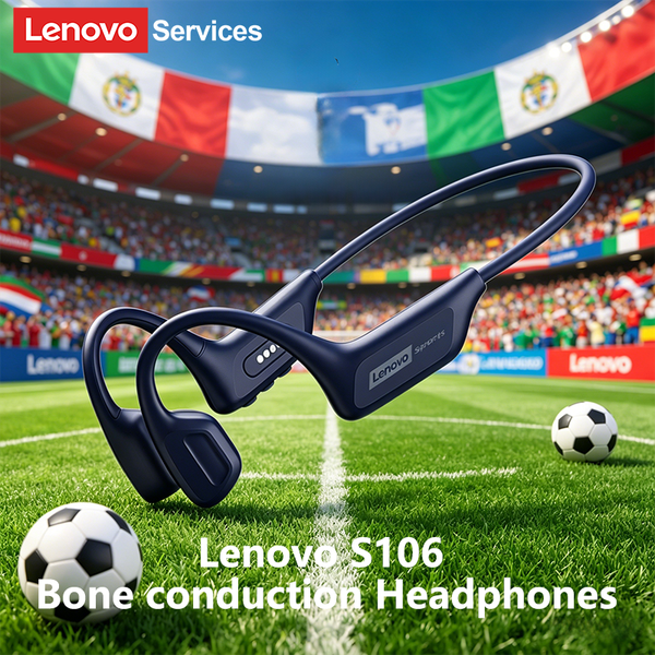 Lenovo S106 Bone Conduction Headphones IPX8 Waterproof Long Battery Life Stereo Sound for Soccer Outdoor Sports World Cup