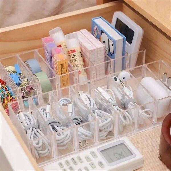 The transparent plastic Data Storage household cable MobilePhone Charger Charging Cable Finishing Divided Grid Box