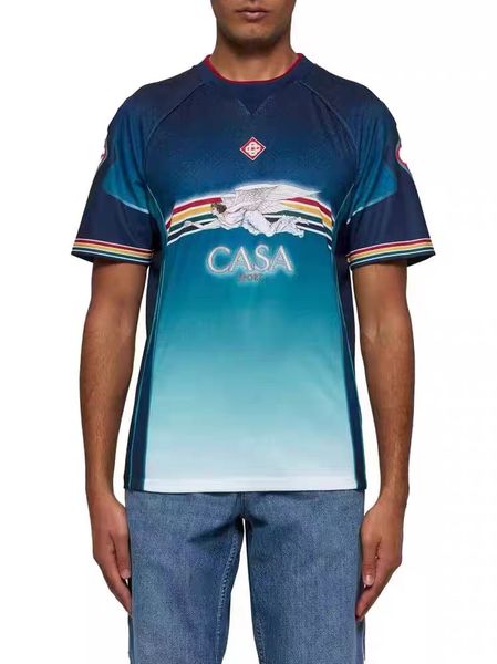 

tshirt 2026 Casabalnc New High-Quality Designer Summer Cotton Casual T-shirts for Men and Women Classic Retro Jersey Print Short-Sleeve Loose Pullover Beach Tees tn, Orange