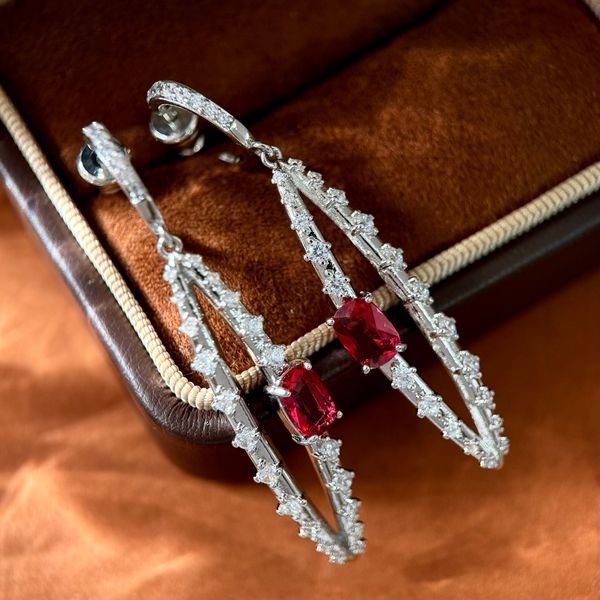 

Designer Earrings Designer Earrings Women Pave C Shape Hoop Drop Leaf Hollow Oval Bar Zircon Ruby Geometric Earrings Luxury Jewlery Designer for Women Elegant