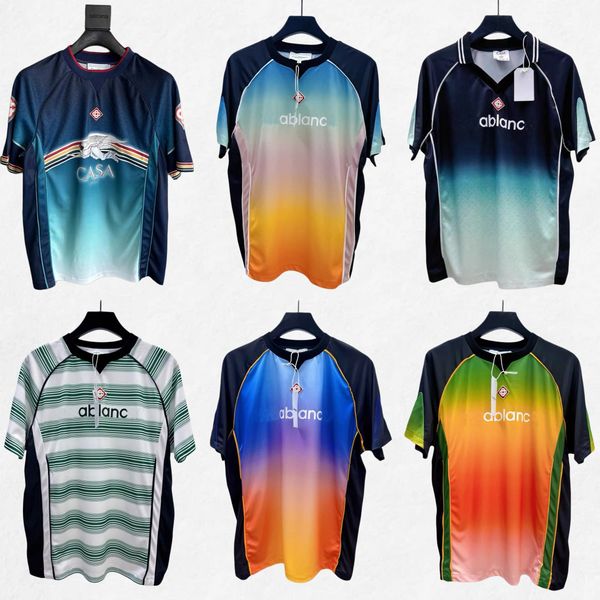 

tshirt 2026 Casabalnc New High-Quality Designer Summer Cotton Casual T-shirts for Men and Women Classic Retro Jersey Print Short-Sleeve Loose Pullover Beach Tees Tops, White