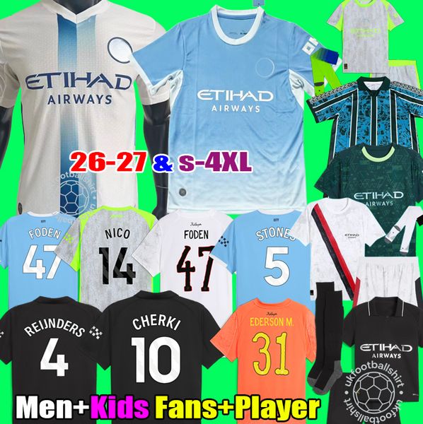 2026 Man City 26 27 SOCCER JERSEYs BERNARDO DOKU SILVA fans player manchesters City26 27 DE BRUYNE GRELISH 2026 2027 football shirt kit men Women kids kit tops
