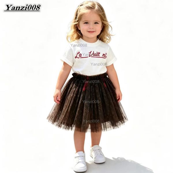 

Summer Luxury Brand Designer Kids Dress Set Baby Girls Designer Dress Cotton Short Sleeve+Skirt Baby Clothes Skirt Little Girl Clothes Kids Clothes Girls Skirt Set, White -c