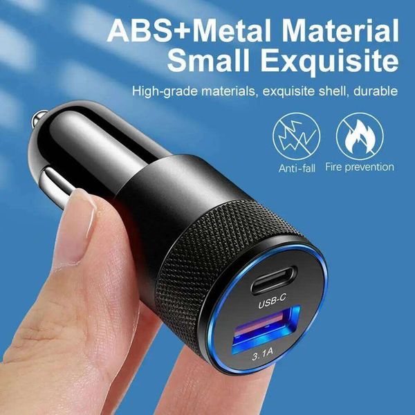 Fast Car Charger USB Type C 3.1A 15W PD Quick Charging Mobile Phone iPad Adapter