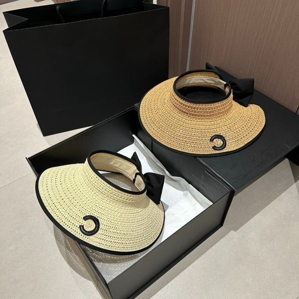 

Designer Hat for Womens Hats Designers Beach Hat Summer Empty Top Sun Visor Straw Hat Caps Outdoor Adjustable Casual Luxury Beach Sunhat, Dark grey