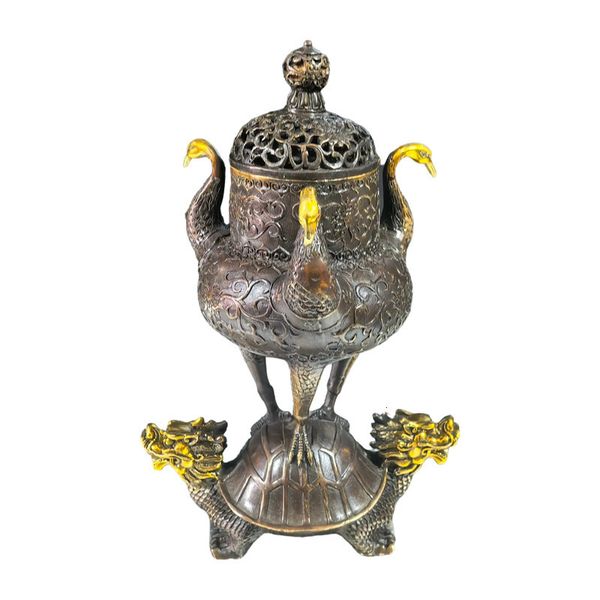 Antique bronze incense sandalwood burner ornaments high-end turtle and crane longevity birthday home office collection