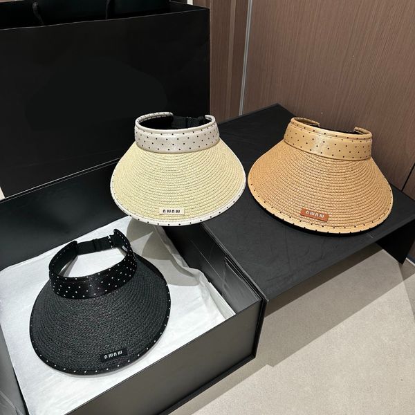 

Sun Hat Hats Designers Women Designer Beach Hat Summer Empty Top Sun Visor Straw Hat Caps Casual Luxury Sunhat, Ivory