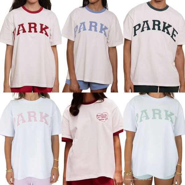 

Parkes Designer 100% Cotton T Shirts Letter Embroideried Loose Women Short Sleeved T-shirt Summer Tees Tops Polos, Forest