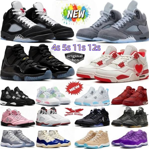 

With Box 4s 5s 11s 12s Basketball Shoes 5s men wolf grey Unc Mens Womens Fire Red Metallic Reimagined Black Cat 4 SP Infrared Retro Carmine White Cement 11 Cool Grey Pink, Beige