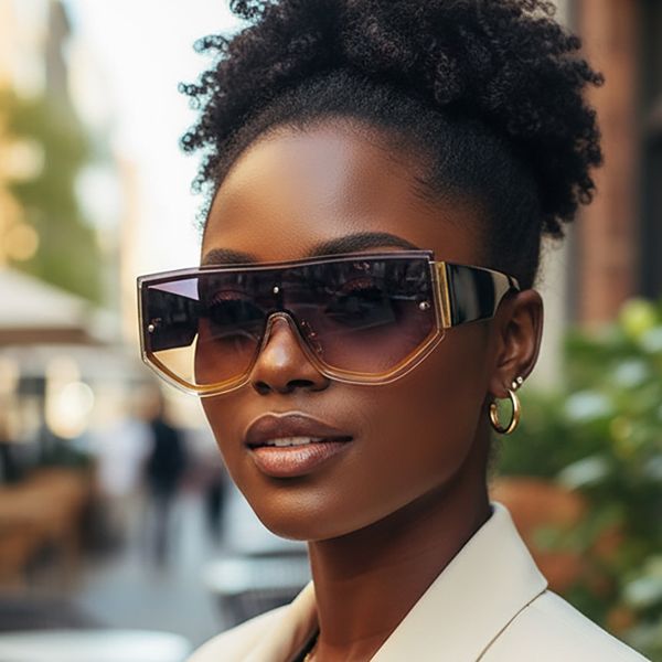 Fashion new frameless high-end sunglasses, versatile and trendy, popular on social media, street style ins glasses