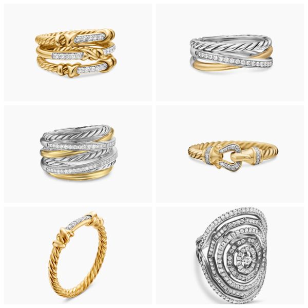 

Designer Cable Ring 925 Silver Twisted Braided Ring Vintage Multilayer Pave Diamond Band Fashion Punk Statement Ring Premium Twisted Helix Jewelry for Men Women