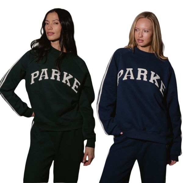 

Parkes Sport Stripe Mockneck Sweatshirts Varsity Relaxed Cozy Women Designer Cotton Sweatshirt Fashion Casual Loose Hoodies, Sprinkle
