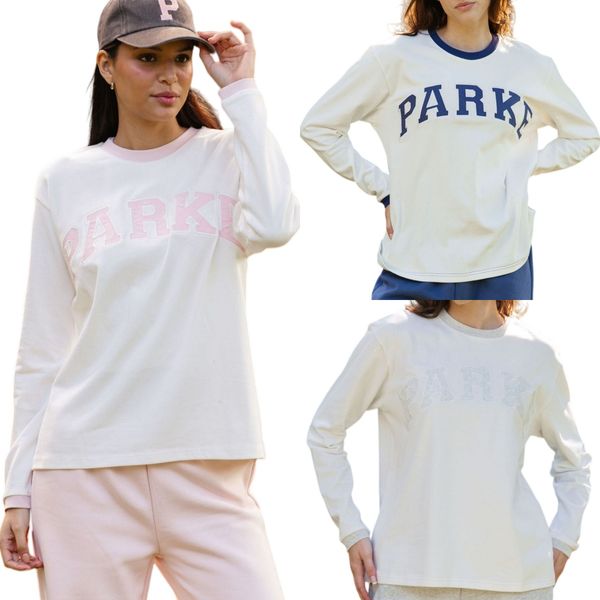 

26ss Parkes Hometown Varsity Long Sleeve T-Shirts Women 100% Cotton Soft Casual Tees Comfy Daily T Shirts Fashion Tops, Sprinkle