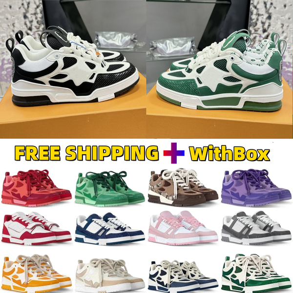 Free shipping lvs skate shoes designer Abloh sneakers top quality women mens bread height increasing thick outdoor sports