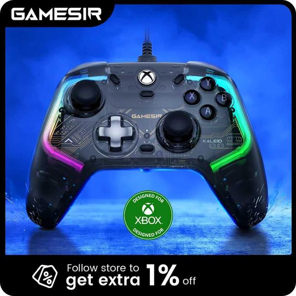GameSir Xbox One Wired Controller with Hall Effect Joystick, Ergonomic Black-Green Gamepad for Xbox One
