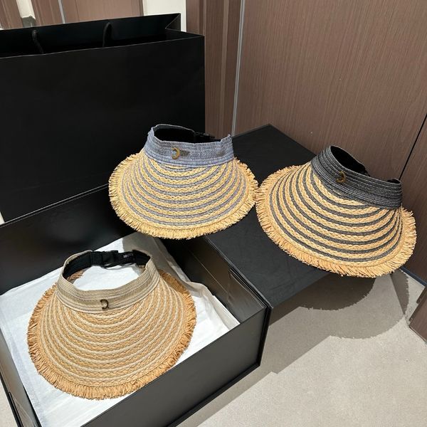 

Hats Designers Women Chapeau Summer Empty Top Sun Visor Straw Hat Caps Designer Beach Hat Casual Luxury Beach Sunhat Adjustable Outdoor, Black