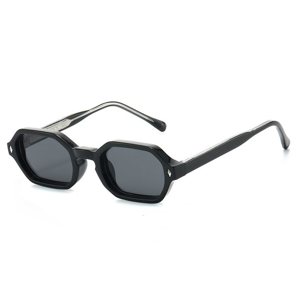 2026 new propionate polygonal small-frame sunglasses, high-end white copper pins, outdoor UV protection