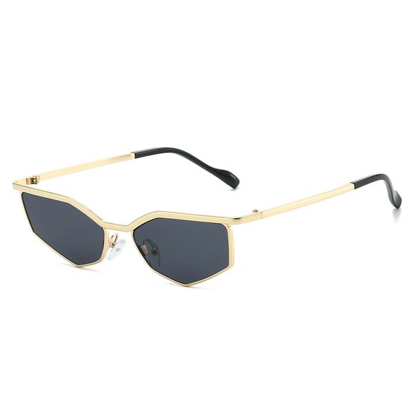 Metal cat-eye polygonal style unique glasses Y2K cyber-tech runway diamond-shaped sunglasses