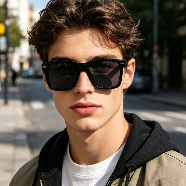 New square-shaped for men women, trendy and cool, UV protection, popular on social media, street style, fashionable, retro, versatile outdoor sunglasses