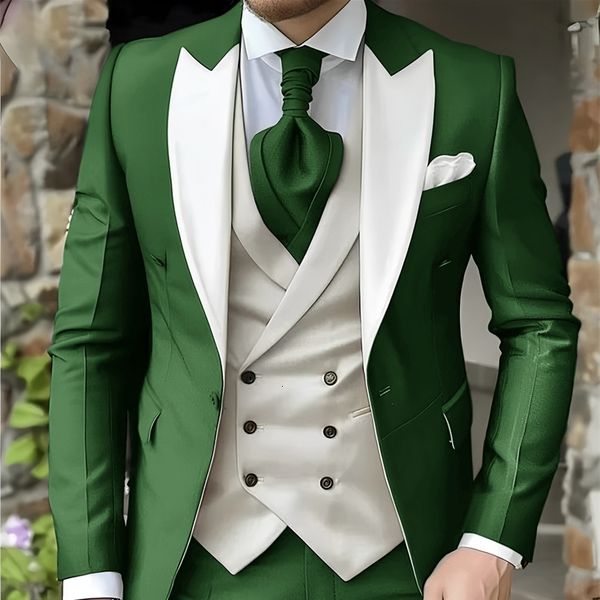 Mens Elegant Tuxedo 3-Piece Suit with Blazer Vest Formal Mens Suit for Business Prom Business Dinner 260414