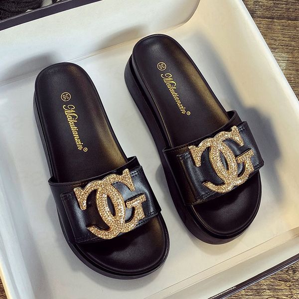 Genuine Leather For Women, Summer Outdoor Wear, New Fashion Versatile Trendy Internet Celebrity Ns Style, Large Platform Thick-Soled Beach Sandals
